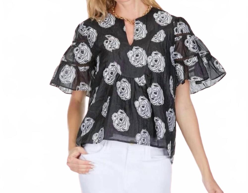 NEW JOY JOY flared sleeve top in black